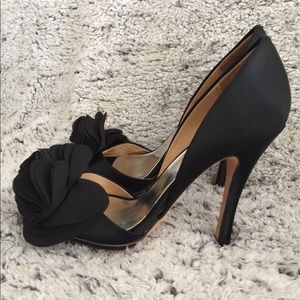 Badgley Mischka Black Flower Heels